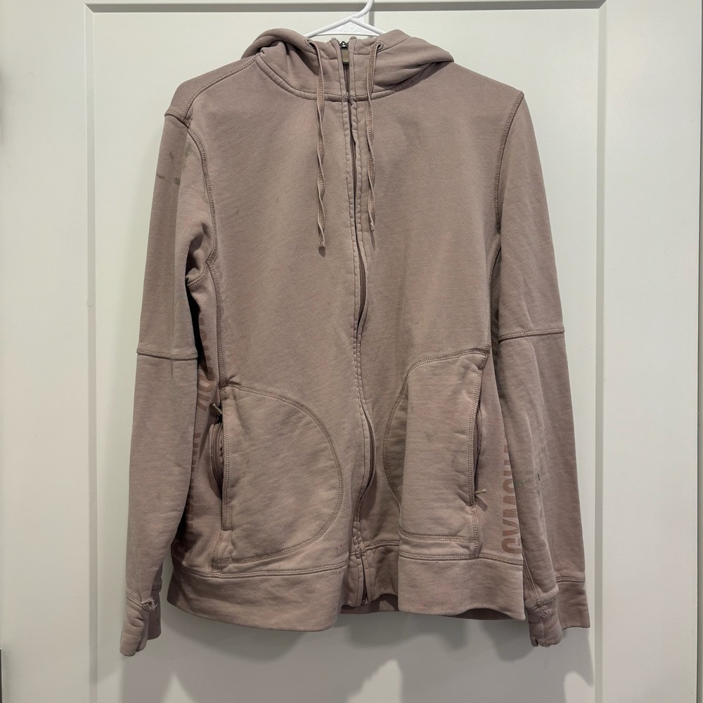 Gymshark Mens Full Zip Hoodie Mauve Taupe Small Athletic Sweatshirt